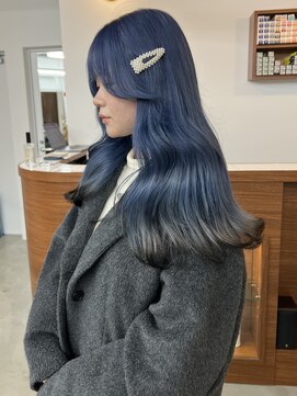 リヴ ウメダ(LIV umeda) ネイビーブルー/ブリーチ/ダブルカラー【梅田】