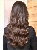 表参道コテ巻き風パーマ デジタルパーマ チェリーブラウン韓国風