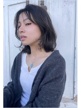 ムード マグ レーベル 南松本(MOOD Mag Label) 20代30代レイヤーボブ透明感グレージュシースルーバング