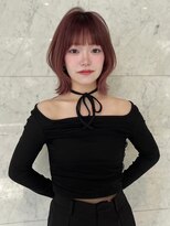 透明感ピンク&大人ボブヘア