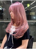 ピンクベージュ レイヤーカット ハッシュカット