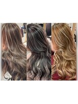 ブレンド 渋谷(BLend)&nbsp;ハイライトカラーくびれヘアアプリコットオレンジ