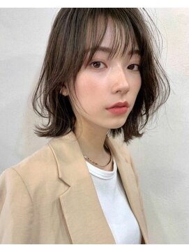 パザパ 嶋店(pa.za.pa) 韓国風ミディアムひし形レイヤー/マットブラウン/30代40代