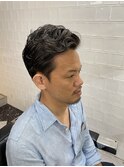 かき上げヘアショートレイアーくせ毛風パーマコンマヘア