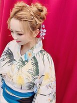 ラピスラズリ(Lapis Lazuli)&nbsp;ツインおだんご　1（熊本　下通　ヘアセット専門店）