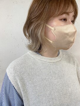 アジールヘア 東上野店(agir hair) ショートスタイルイヤリングカラーホワイトベージュ