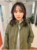 セミロング×レイヤーカット×パーマ風アレンジ