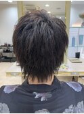 メンズウルフカット ツーブロック 束感 レイヤー 韓国風