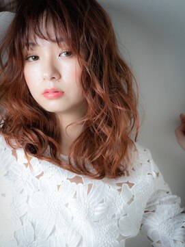 カバーヘア イヴ 戸頭店(COVER HAIR EVE) 外国人風ピンクカラー無造作パーマ小顔ロングz戸頭10代20代30代