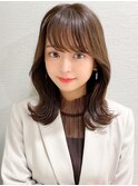 前髪パーマ/ピンクベージュ/大人かわいい/モテ髪/ボブルフ/小顔