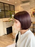 ピンクバイオレットカラー セミウエットツヤ美髪髪質改善