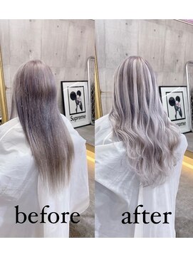 ミラク 町田(MIRAC) シールエクステ60枚でハイライト、ビフォー&アフター