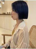 ぱっつん切りっぱなし×ネイビーブルー