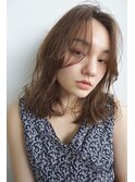 大人可愛い/レイヤーロング/グレーベージュ/前髪パーマ/二子玉川