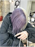 ツートンカラーラベンダーホワイトブロンドデザインカラー派手髪