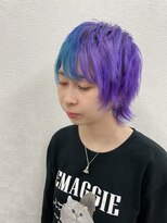 ヒマル 学芸大学(Himaru)&nbsp;ツートン派手髪/メンズライクスタイル/ブリーチカラー