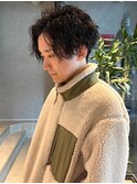 ツイストスパイラルパーマ メンズミディアム 束感 前髪なし