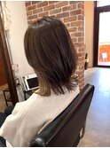 ツヤ髪スタイルニュアンスカラーショートボブセンターパート