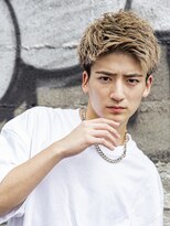 小久保styleフェザーパーマグレーブルーカラー刈り上げショート