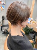 マロンベージュマッシュショートボブ◎20代30代40代50代