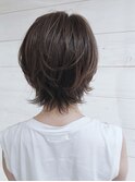 ナチュラルショートミニウルフチェリーブラウン20代30代40代50代