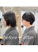 30代40代50代絶壁解消前髪あり小顔前下がりショートボブ【下村】
