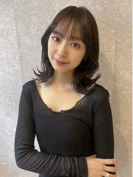 アース 三軒茶屋店(HAIR&MAKE EARTH) 三軒茶屋_レディース_セミロング_黒髪_コテ巻き_韓国巻き_ボブ