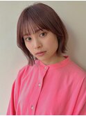 くびれボブ/レイヤーボブ/サイドバング/ピンクブラウン/韓国風