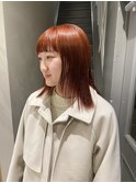 大人可愛い暖色ブリーチなしオレンジベージュくせ毛風パーマ