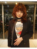 アクアオモテサンドウ(ACQUA omotesando) △癖毛風ウルフパーマレイヤーパーマ韓国風オレンジブラウン