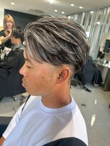 メンズサロン キング 高槻店(Men’s salon K!ng)&nbsp;フェザーショートアップバングセンターパートメンズハイライト