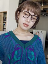 ディッセンバー 渋谷(December) ベージュカラーワイドバングミニボブマロンベージュ