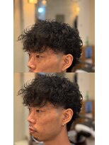 ゼロスバーバー(0's BARBER SHOP)&nbsp;束感黒髪シャドーパーマ人気流行ナチュラル無造作メンズ