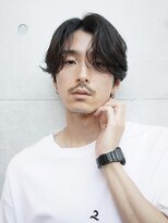 センターパートカルマパーマビジネス韓国ヘアシャドウパーマ