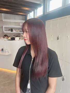 プラス ファースト ヘア(Plus 1st) チェリーピンク×艶々ストレート