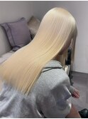 12620髪質改善金髪ホワイトブロンドマロンベージュストレート
