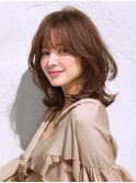 ☆ホワイトグレージュミニウルフデジタルパーマチェリーブラウン