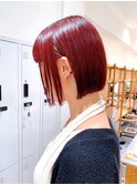 Say.ショートボブチェリーブラウン地毛風ストレートミニボブ青山