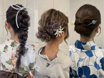 ハニーレーン(HONEY LANE)の写真/浴衣着付け2200円！ヘアセット専門店だからこその技術とクオリティ◎1日中動いても崩れにくく苦しくない☆