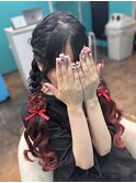お花編み込みツインテール