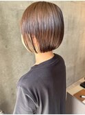 丸みボブ 顔周りカット 大人ボブ マロンベージュ 髪質改善 20代