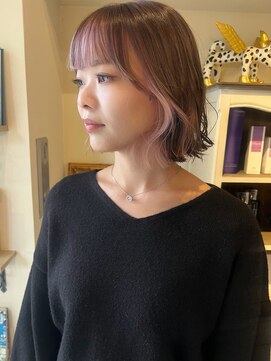 ヘアーデザイン シュシュ(hair design Chou Chou by Yone) フレーミングカラー/インナー/イヤリングカラー/ペールピンク