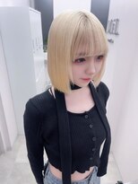 ミル 心斎橋(MIL)&nbsp;プラチナブロンド/切りっぱなしボブ/シースルーバング/心斎橋