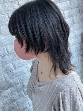 リアイス(Re:ICE) ミニウルフ/くすみブルー/流れるレイヤー/インナーハイライト