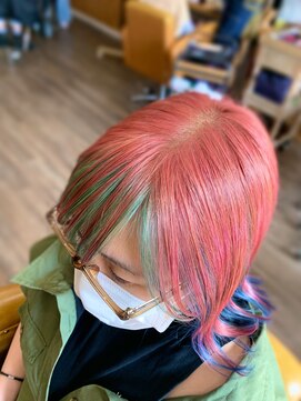 トルチェ(toRtue) インナーカラー フレーミング ピンク×ブルー×グリーン