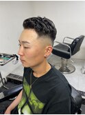 サマーパーマかきあげフェード