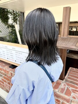 ビグディーサロン 武庫川(BIGOUDI salon) 外ハネ暗髪アッシュブラックブラウン