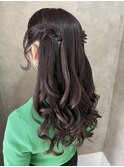 ハーフツイン　ヘアセット　ダウンスタイル