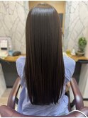 髪質改善縮毛矯正ストレートモカブラウンカラー艶髪