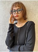 三軒茶屋_レディース_ミディアム_ブラウン_コテ巻き_ボブ_小顔